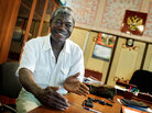 Russian councilman Jean Gregoire Sagbo speaks in the administration office in Novozavidovo on Jul. 20. Russian councilman Jean Gregoire Sagbo speaks in the administration office in Novozavidovo on Jul. 20.