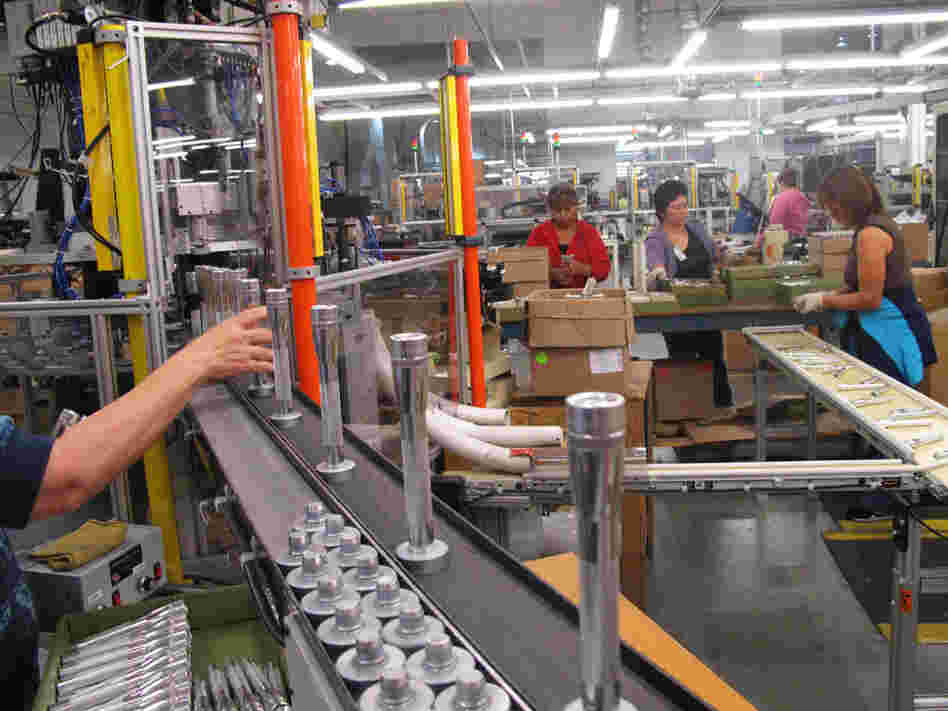 Workers assemble Maglites in the company's Ontario, Calif., factory.