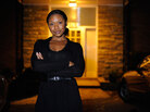 Jada Irwin stands in front of her apartment building. Jada Irwin stands in front of her apartment building.