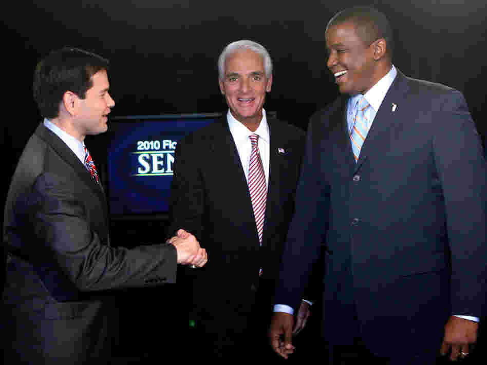 Florida U.S. Senate candidates Marco Rubio, Charlie Christ and Kendrick Meek.