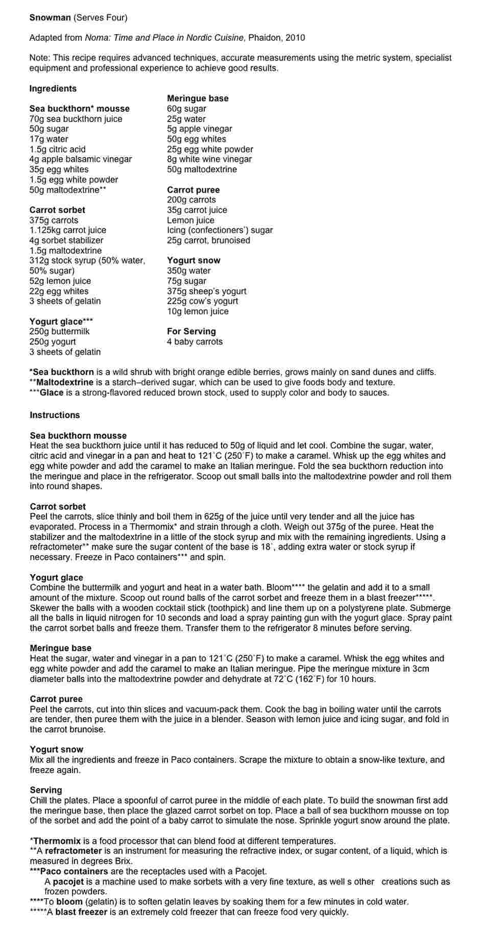 Recipe from 'Noma' Recipe from 'Noma'