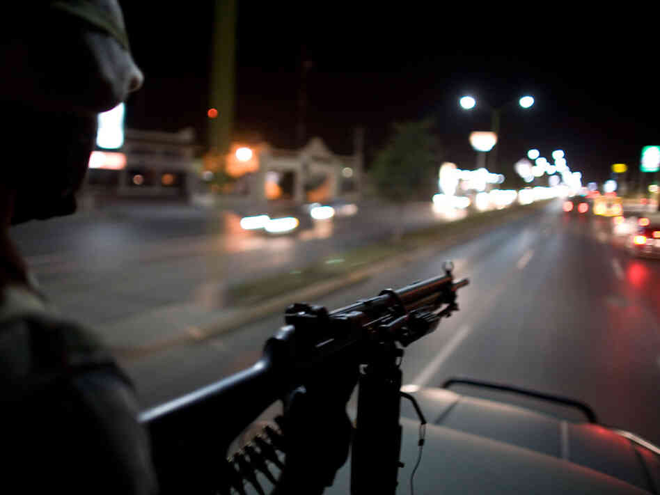 Mexican soldiers patrol the streets of Reynosa in 2009.