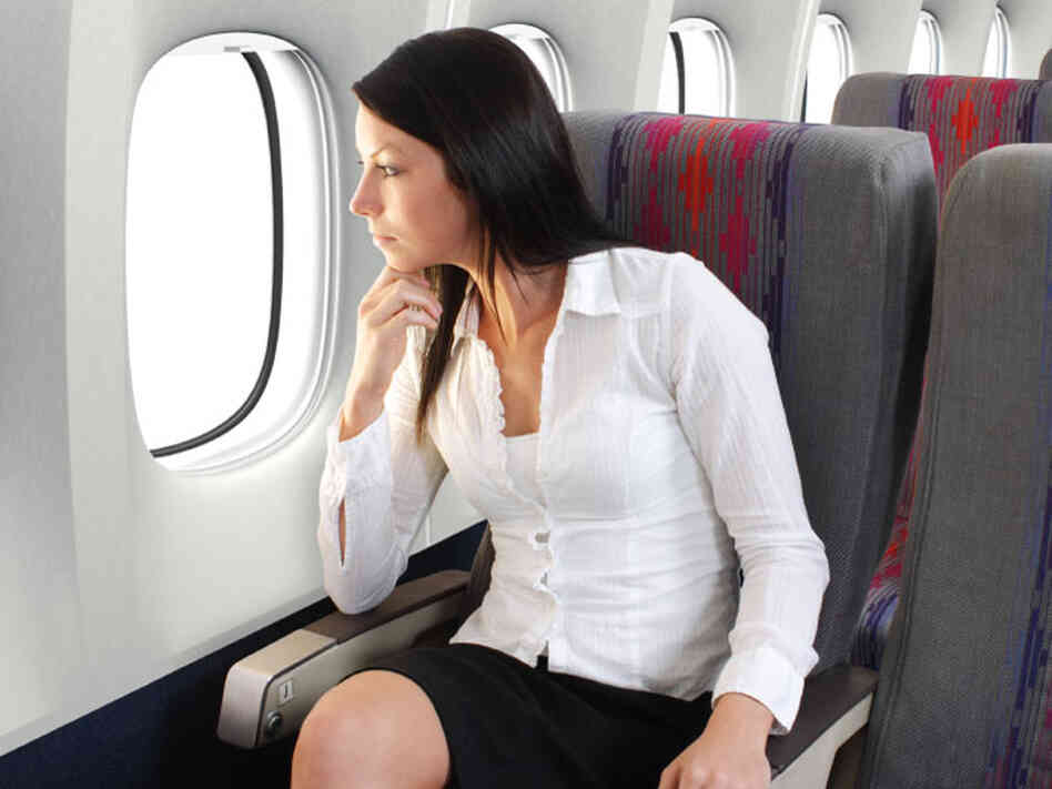 Woman on airplane