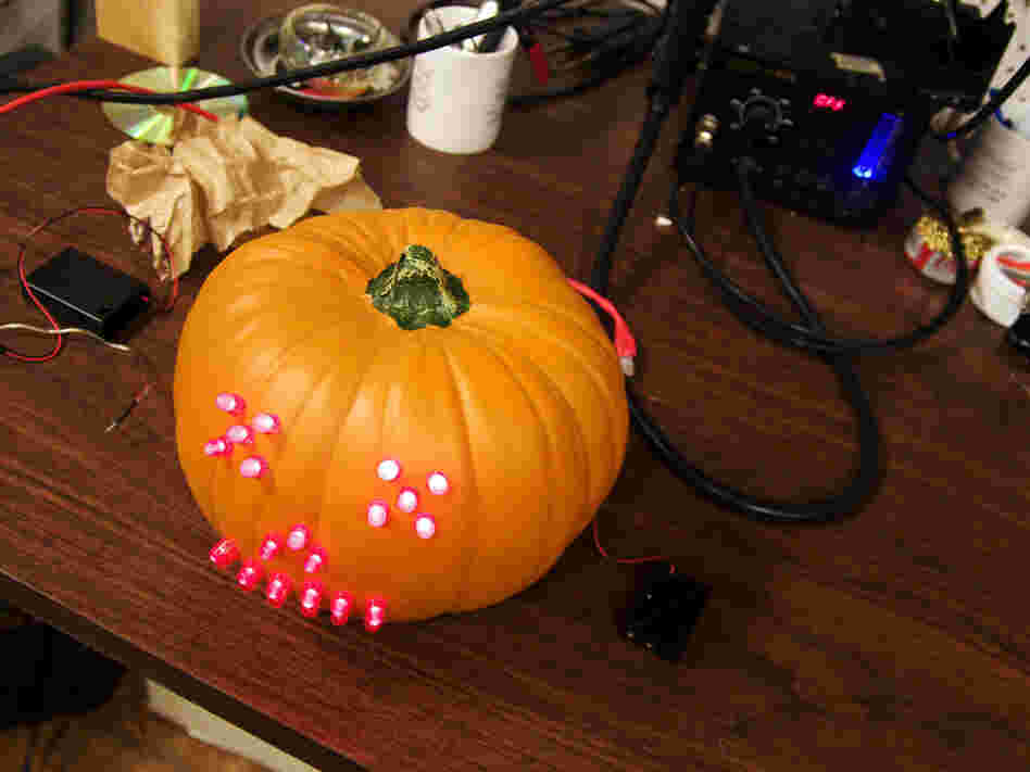 A programmable LED pumpkin.