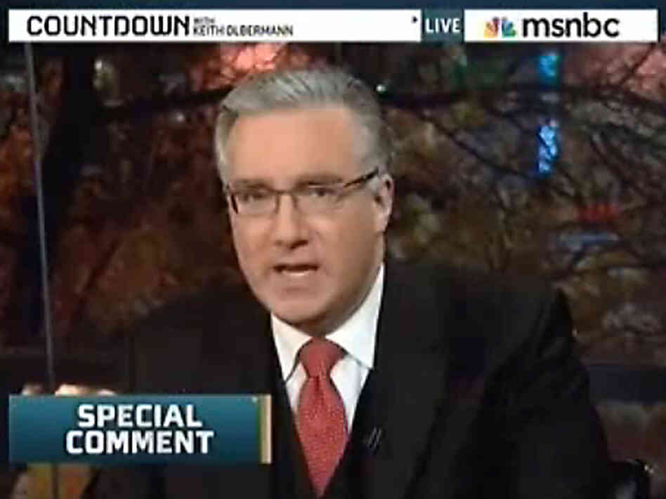 Keith Olbermann in a screen grab from MSNBC.