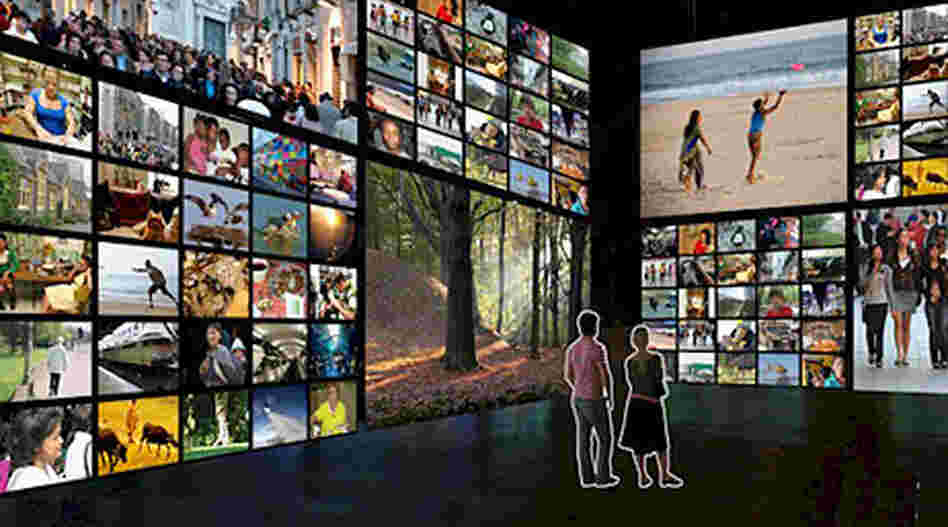 Virtual rendering of Cooney's video installation Virtual rendering of Cooney's video installation