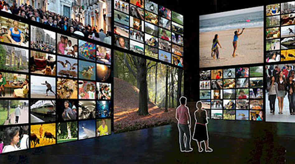 Virtual rendering of Cooney's video installation Virtual rendering of Cooney's video installation
