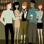 People mingle at a cocktail party. People mingle at a cocktail party.