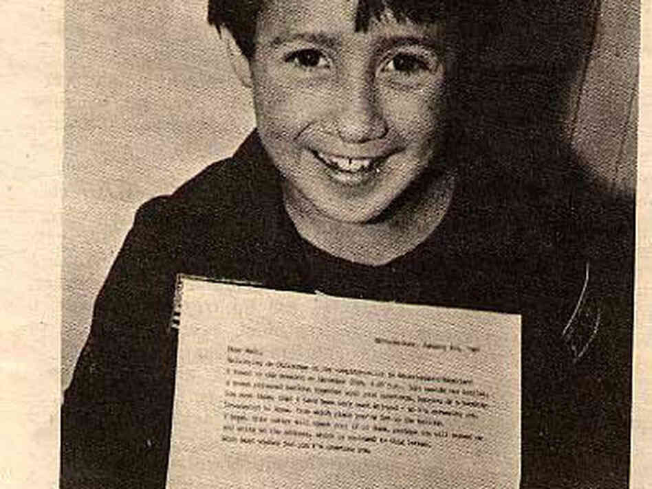 Matt Gallivan holds a letter from a West German woman who says she found a balloon he had launched in Vermont.