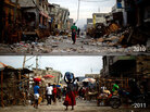 A man walks through the destroyed central market of downtown Port-au-Prince on Jan 14, 2010. By Jan. 8, 2011, some of the rubble had been removed. A man walks through the destroyed central market of downtown Port-au-Prince on Jan 14, 2010. By Jan. 8, 2011, some of the rubble had been removed.