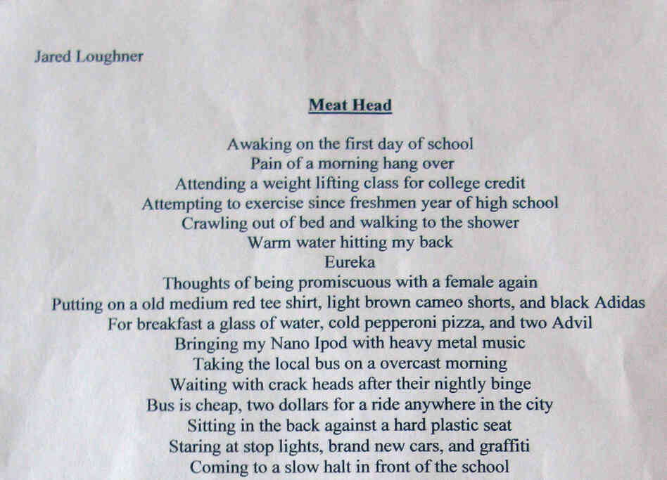 A portion of a poem by Jared Loughner.