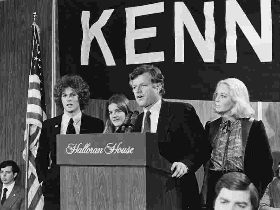 March 1980: Sen. Edward Kennedy with his wife, Joan, and children Teddy and Kara