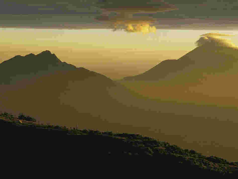 Rwanda volcanoes at twighlight