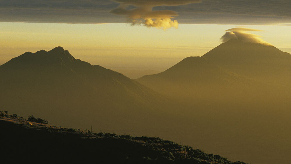 Rwanda volcanoes at twighlight