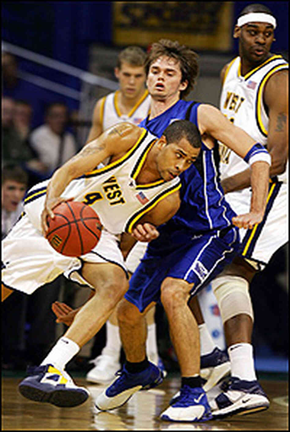 Creighton's Nate Turk defends against West Virginia's Tyrone Sally in March 2006. Creighton's Nate Turk defends against West Virginia's Tyrone Sally in March 2006.