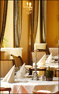 Tables in a nice restaurant.