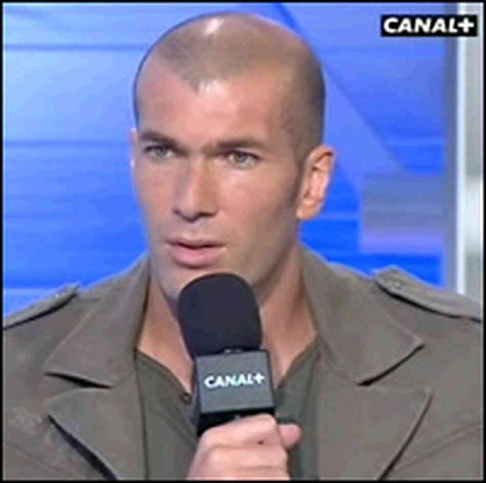 Zidane on French TV station Canal Plus. Zidane on French TV station Canal Plus.