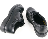 A shiny pair of black shoes.
