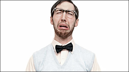 A nerd crying.