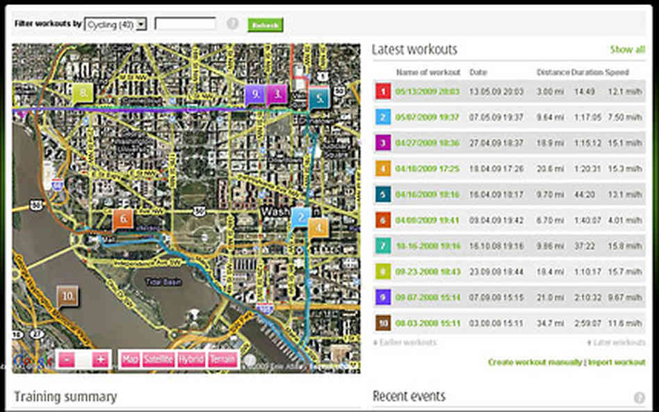 Partial screenshot from the Sports Tracker site. Credit: Nokia.com Partial screenshot from the Sports Tracker site. Credit: Nokia.com
