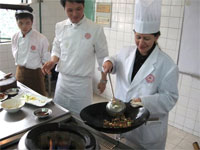 Melissa Block cooking in Chengdu.