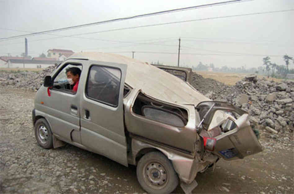crushed car crushed car