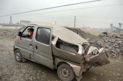 crushed car