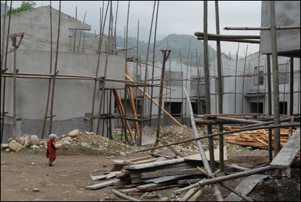 Boy in construction zone