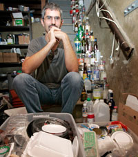 Dave Chameides, in his basement with his trash