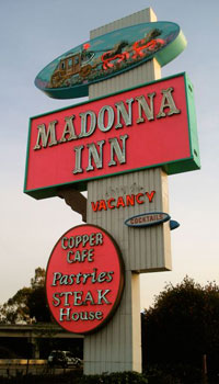 Madonna Inn Road Sign