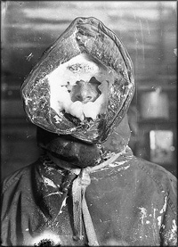 Arctic explorer with only nose showing