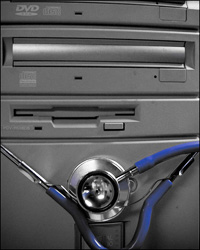 stethoscope on hard drive