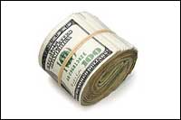 roll of money wrapped by rubber band