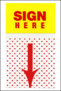 stickie saying sign here