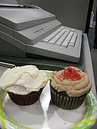 Still Life with Bake Sale Cupcakes and Typewriter