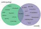 Venn diagram indicating that monkeys are common to anthropology and comedy Venn diagram indicating that monkeys are common to anthropology and comedy
