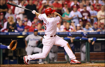 Pat Burrell of the Philadelphia Phillies hits a home run