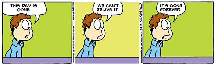 A 'Garfield Minus Garfield' comic in which Jon Arbuckle generally laments the meaning of life