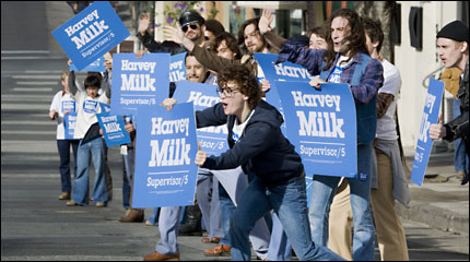 A scene of protest in the film 'Milk'