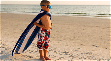 Little boy dressed as a superhero