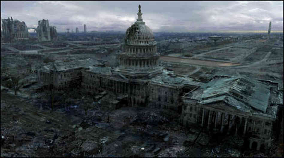 An image of a destroyed Capitol building from the videogame Fallout 3 An image of a destroyed Capitol building from the videogame Fallout 3