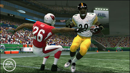 An image from the Madden 09 simulation of the Super Bowl