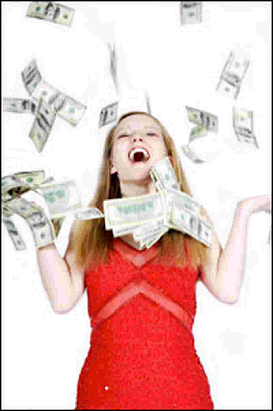 woman surrounded by money woman surrounded by money