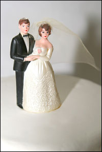 Bride and groom figurines from a wedding cake