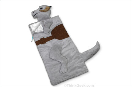 a sleeping bag shaped like a Tauntaun