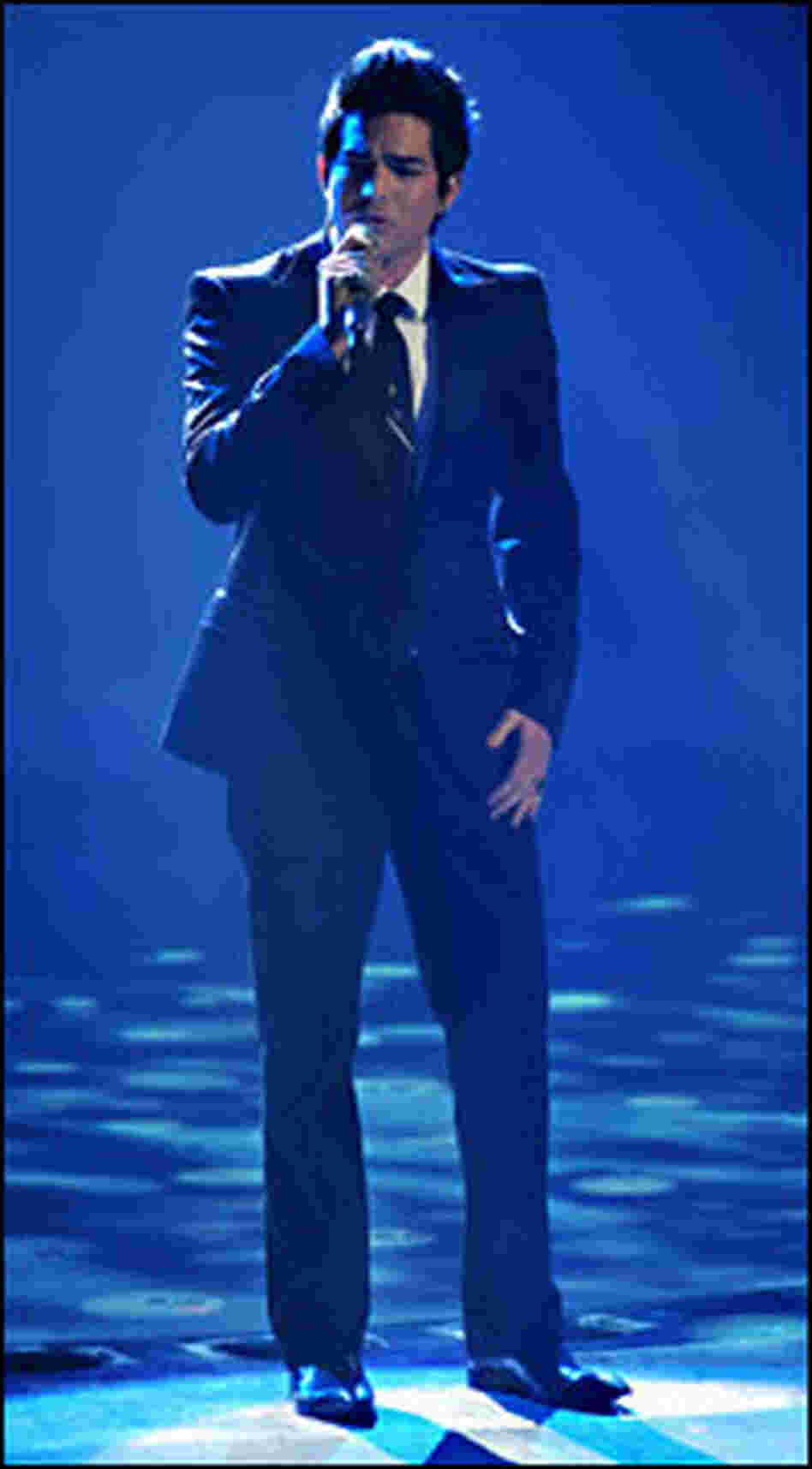 Adam Lambert singing on April 21 Adam Lambert singing on April 21