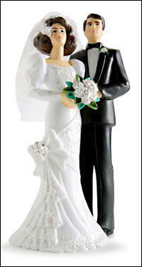Bride and groom wedding cake toppers
