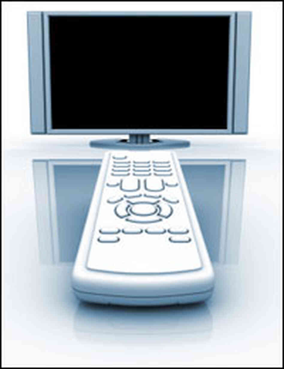 A television and a remote A television and a remote