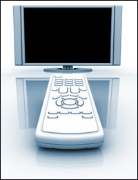 A television and a remote