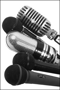 a bank of microphones
